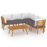 NNEVL 6 Piece Garden Lounge Set with Cushions Solid Wood Acacia