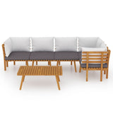 NNEVL 6 Piece Garden Lounge Set with Cushions Solid Wood Acacia