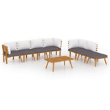 NNEVL 8 Piece Garden Lounge Set with Cushions Solid Wood Acacia