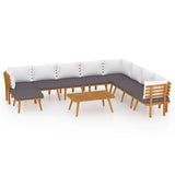 NNEVL 9 Piece Garden Lounge Set with Cushions Solid Wood Acacia