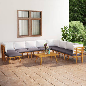 NNEVL 9 Piece Garden Lounge Set with Cushions Solid Wood Acacia