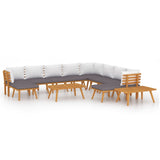 NNEVL 12 Piece Garden Lounge Set with Cushions Solid Wood Acacia