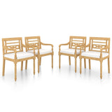 NNEVL Batavia Chairs 4 pcs with Cushions Solid Teak Wood