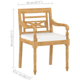 NNEVL Batavia Chairs 4 pcs with Cushions Solid Teak Wood
