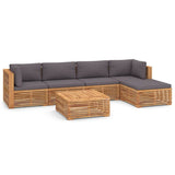NNEVL 6 Piece Garden Lounge Set with Dark Grey Cushion Solid Teak Wood