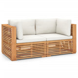 NNEVL Garden 2-Seater Sofa with Cushions Solid Teak Wood