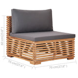 NNEVL Garden 4-Seater Sofa with Cushions Solid Teak Wood