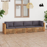 NNEVL Garden 4-Seater Sofa with Cushions Solid Teak Wood