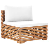 NNEVL 12 Piece Garden Lounge Set with Cream Cushion Solid Teak Wood