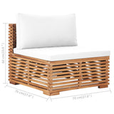 NNEVL 12 Piece Garden Lounge Set with Cream Cushion Solid Teak Wood