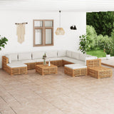 NNEVL 12 Piece Garden Lounge Set with Cream Cushion Solid Teak Wood