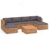 NNEVL 7 Piece Garden Lounge Set with Dark Grey Cushion Solid Teak Wood