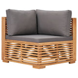 NNEVL 7 Piece Garden Lounge Set with Dark Grey Cushion Solid Teak Wood