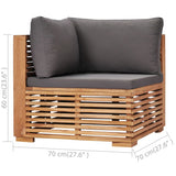 NNEVL 7 Piece Garden Lounge Set with Dark Grey Cushion Solid Teak Wood