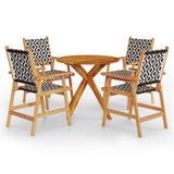 NNEVL 5 Piece Garden Dining Set Solid Wood Acacia