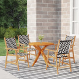 NNEVL 5 Piece Garden Dining Set Solid Wood Acacia