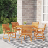 NNEVL 6 Piece Garden Dining Set Solid Wood Acacia