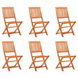 NNEVL Folding Garden Chairs 6 pcs Solid Eucalyptus Wood