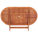 NNEVL 9 Piece Folding Outdoor Dining Set Solid Eucalyptus Wood