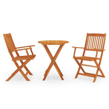 NNEVL 3 Piece Folding Outdoor Dining Set Solid Eucalyptus Wood