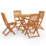 NNEVL 5 Piece Folding Outdoor Dining Set Solid Eucalyptus Wood