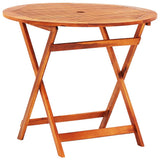 NNEVL 5 Piece Folding Outdoor Dining Set Solid Eucalyptus Wood