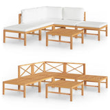 NNEVL 6 Piece Garden Lounge Set with Cream Cushions Solid Teak Wood