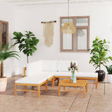 NNEVL 6 Piece Garden Lounge Set with Cream Cushions Solid Teak Wood