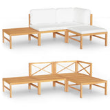 NNEVL 4 Piece Garden Lounge Set with Cream Cushions Solid Teak Wood