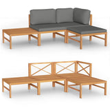 NNEVL 4 Piece Garden Lounge Set with Grey Cushions Solid Teak Wood