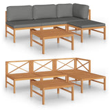 NNEVL 5 Piece Garden Lounge Set with Grey Cushions Solid Teak Wood