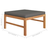NNEVL 5 Piece Garden Lounge Set with Grey Cushions Solid Teak Wood