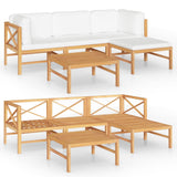 NNEVL 5 Piece Garden Lounge Set with Cream Cushions Solid Teak Wood