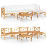 NNEVL 6 Piece Garden Lounge Set with Cream Cushions Solid Teak Wood