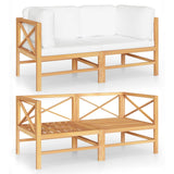 NNEVL 2-Seater Garden Sofa with Cream Cushions Solid Wood Teak
