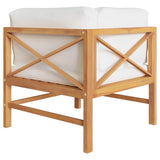 NNEVL 2-Seater Garden Sofa with Cream Cushions Solid Wood Teak