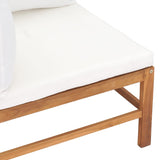 NNEVL 2-Seater Garden Sofa with Cream Cushions Solid Wood Teak