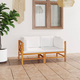 NNEVL 2-Seater Garden Sofa with Cream Cushions Solid Wood Teak