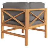NNEVL 2-Seater Garden Sofa with Grey Cushions Solid Wood Teak