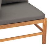 NNEVL 2-Seater Garden Sofa with Grey Cushions Solid Wood Teak
