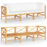 NNEVL 3-Seater Garden Sofa with Cream Cushions Solid Teak Wood
