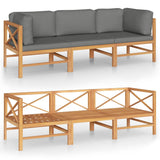NNEVL 3-Seater Garden Sofa with Grey Cushions Solid Teak Wood