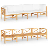 NNEVL 4-Seater Garden Sofa with Cream Cushions Solid Teak Wood