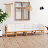 NNEVL 4-Seater Garden Sofa with Cream Cushions Solid Teak Wood