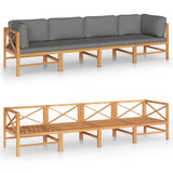NNEVL 4-Seater Garden Sofa with Grey Cushions Solid Teak Wood