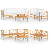 NNEVL 6 Piece Garden Lounge Set with Cream Cushions Solid Teak Wood