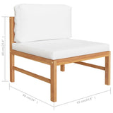 NNEVL 6 Piece Garden Lounge Set with Cream Cushions Solid Teak Wood