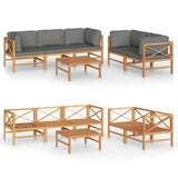 NNEVL 6 Piece Garden Lounge Set with Grey Cushions Solid Teak Wood