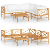 NNEVL 6 Piece Garden Lounge Set with Cream Cushions Solid Teak Wood