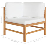 NNEVL 6 Piece Garden Lounge Set with Cream Cushions Solid Teak Wood